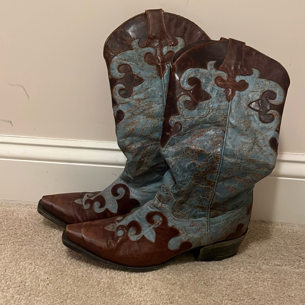 Lane Cowboy Boots Turquoise & Brown